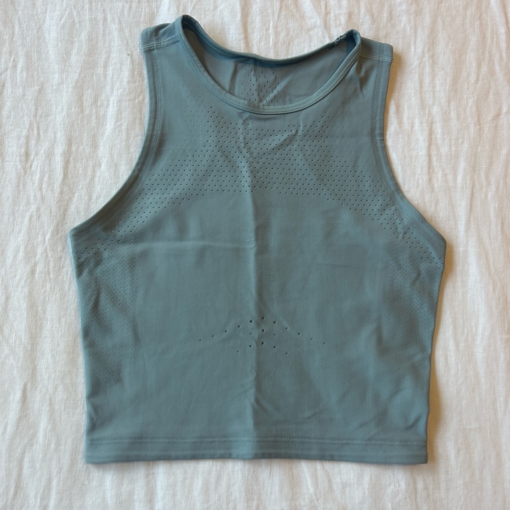 lululemon athletica Blue Cast Perforated Crop Tank